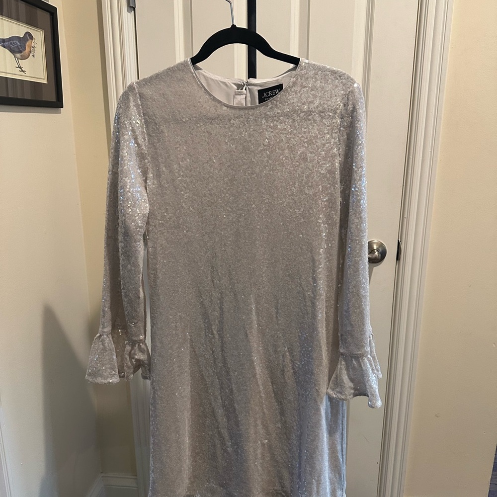 J. Crew Shimmering Wintergarden ShimmeySilver Sequin Dress